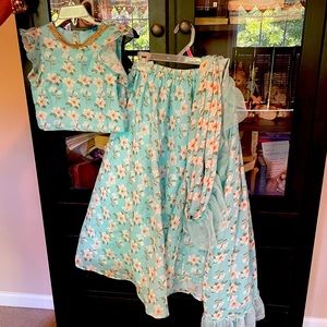 Beautiful blue floral lehenga in good condition no stains or rips